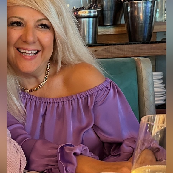 👗Ramy Brook Murphy off shoulder purple top shirt size S - Picture 14 of 17